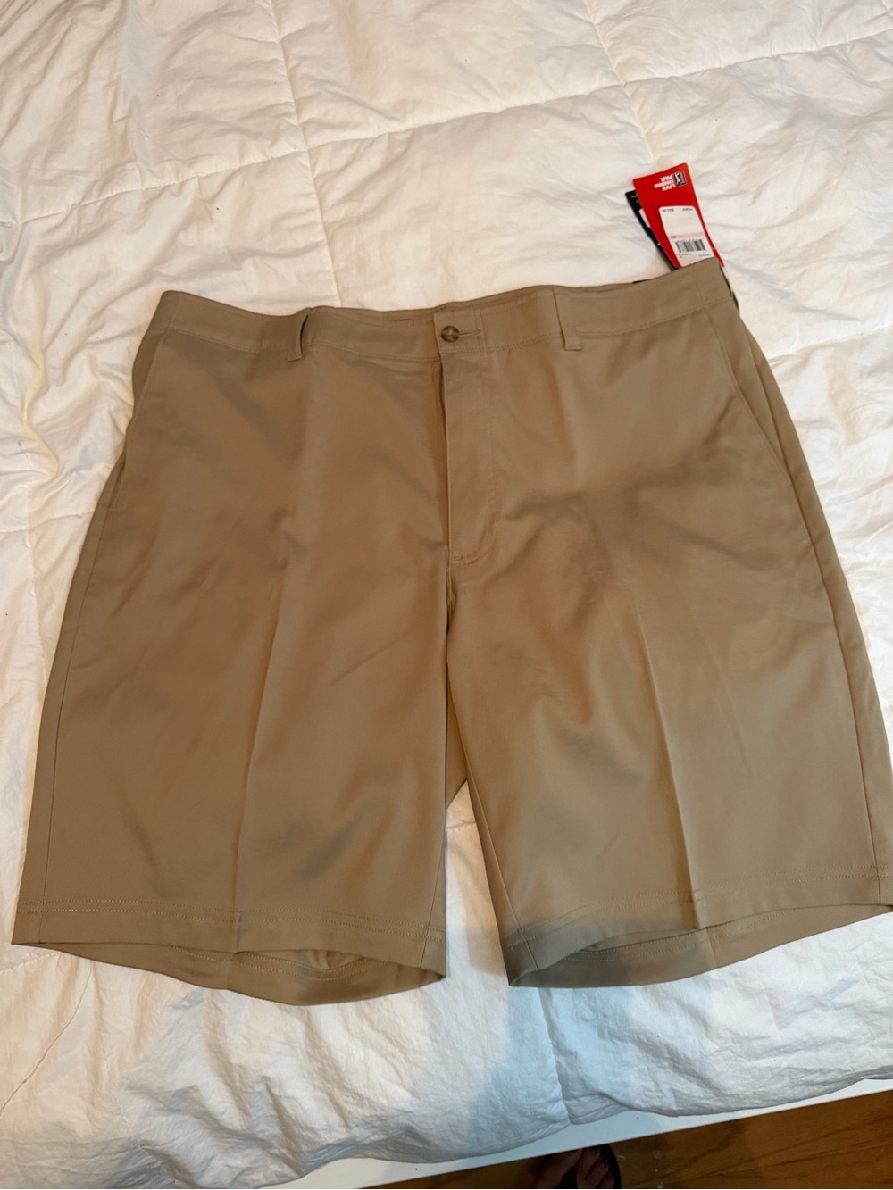 PGA Tour Men's Tan Flat-Front Performance Shorts